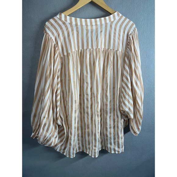 Mustard Seed Womens Stripe‎ Shirt Size Medium Oversize Sleeves - Picture 4 of 5